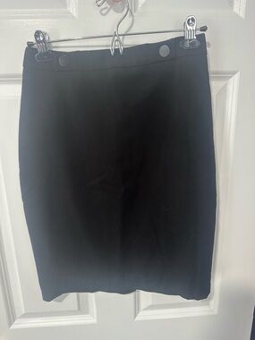 White House Black Market Black Pencil Skirt with Waist Button Detail
